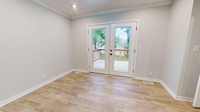 3012 Owendale Dr, Antioch, TN 37013 - empty room with french doors, crown molding, baseboards, and recessed lighting