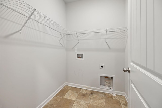 778 Prominence Rd, Columbia, TN 38401 - laundry room with hookup for a washing machine, baseboards, electric dryer hookup, and light stone finish flooring