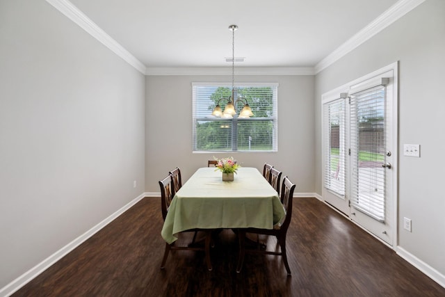 778 Prominence Rd, Columbia, TN 38401 - dining area featuring dark wood-type flooring, a chandelier, ornamental molding, and baseboards