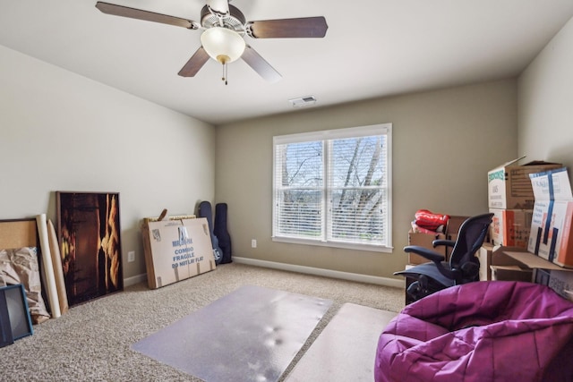 3820 Leona Pass, Hermitage, TN 37076 - sitting room featuring carpet floors, ceiling fan, and baseboards