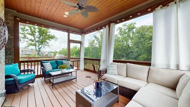 2816 Chatham Place Ct, Thompsons Station, TN 37179 - wooden terrace with outdoor lounge area and ceiling fan