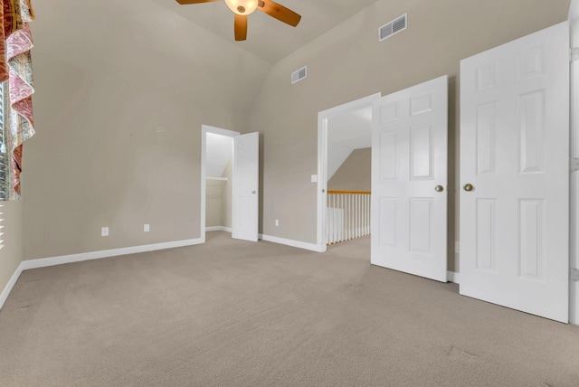 411 Royal Xing, Franklin, TN 37064 - unfurnished bedroom with carpet floors, baseboards, a ceiling fan, high vaulted ceiling, and a closet