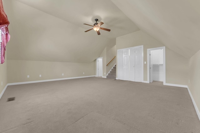 411 Royal Xing, Franklin, TN 37064 - bonus room with vaulted ceiling, ceiling fan, carpet flooring, and baseboards