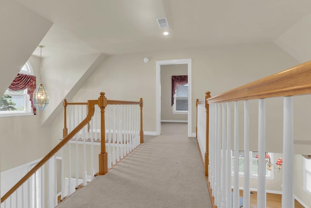 411 Royal Xing, Franklin, TN 37064 - hallway with an upstairs landing, carpet flooring, baseboards, and recessed lighting