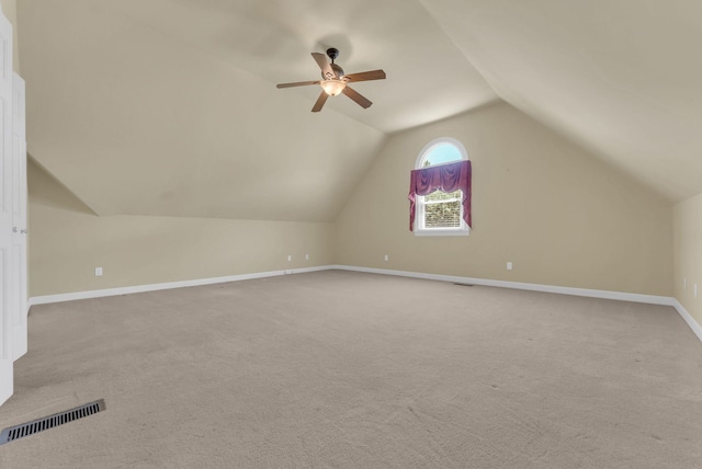 411 Royal Xing, Franklin, TN 37064 - additional living space with ceiling fan, lofted ceiling, baseboards, and carpet flooring