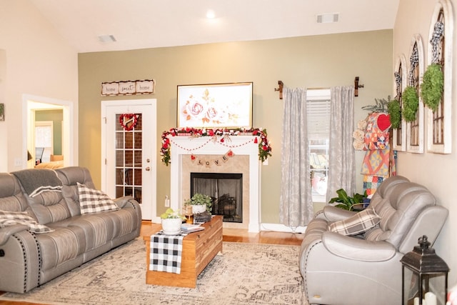 1005 Goldfinch Trl, Portland, TN 37148 - living area featuring wood finished floors and a tile fireplace