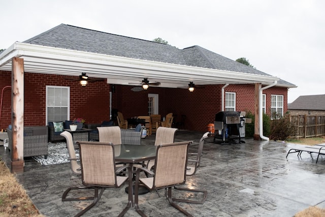 1005 Goldfinch Trl, Portland, TN 37148 - view of patio / terrace featuring ceiling fan, outdoor dining area, grilling area, and an outdoor hangout area