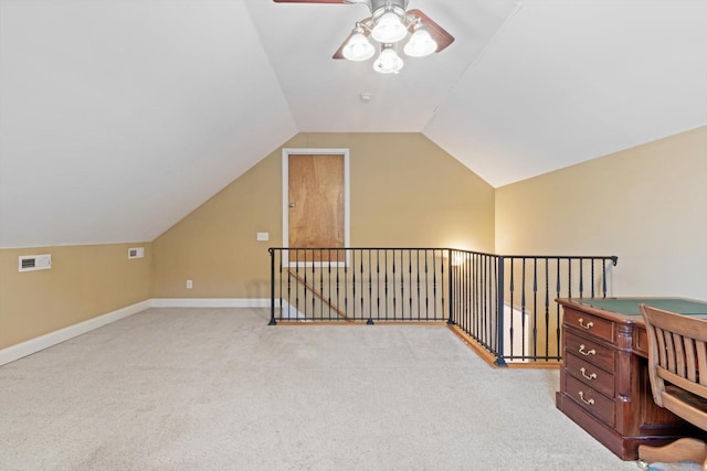 1002 Angus Ct, Cottontown, TN 37048 - unfurnished office featuring lofted ceiling, carpet, a ceiling fan, and baseboards