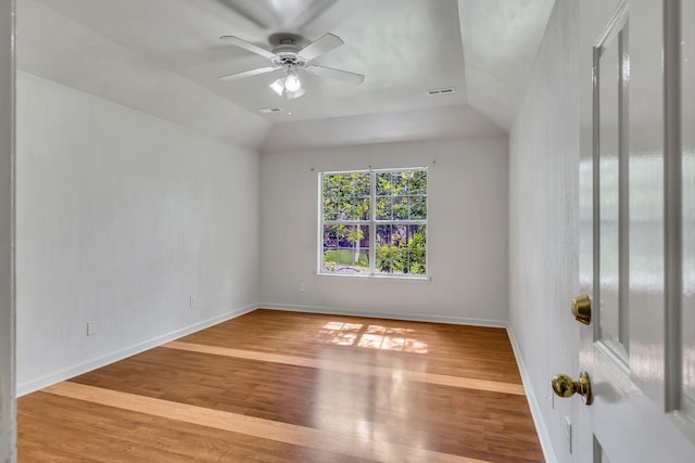 1510 Walnut Hills Dr, Chapel Hill, TN 37034 - empty room with wood finished floors, a ceiling fan, and vaulted ceiling