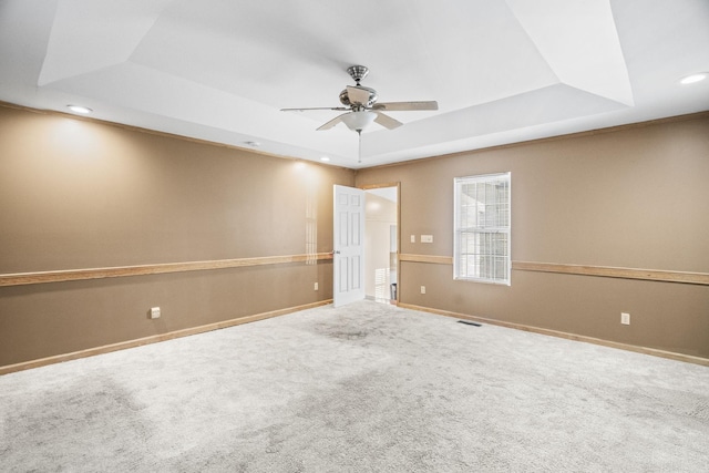 723 Vanderhorst Dr, Nashville, TN 37207 - carpeted empty room featuring a tray ceiling, a ceiling fan, recessed lighting, and baseboards
