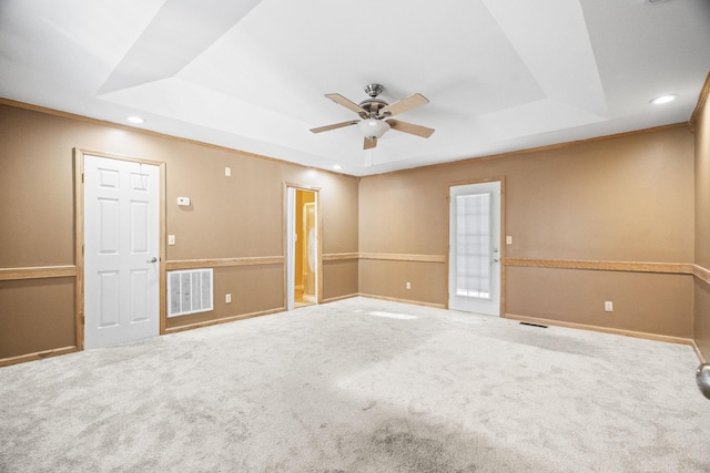 723 Vanderhorst Dr, Nashville, TN 37207 - spare room with a raised ceiling, a ceiling fan, recessed lighting, and carpet floors