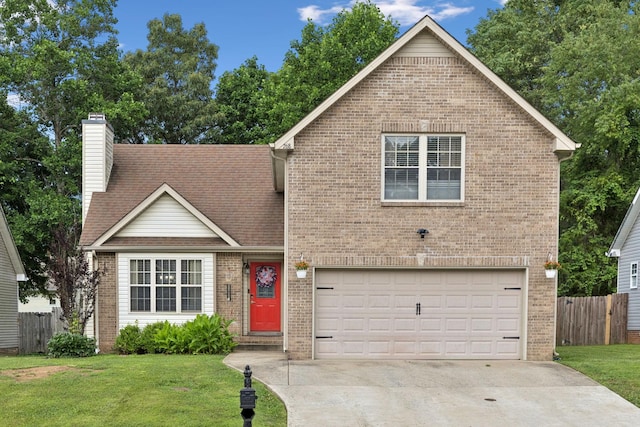 2684 Hidden Ridge Ct, Clarksville, TN 37043 - traditional home with brick siding, driveway, a garage, and a chimney