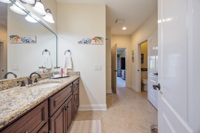 891 Fairington Pvt Way, Gallatin, TN 37066 - bathroom featuring vanity, toilet, tile patterned floors, baseboards, and recessed lighting