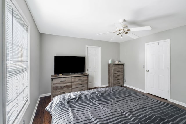 1012 Blue Ridge Pkwy, Goodlettsville, TN 37072 - bedroom featuring baseboards, dark wood-type flooring, and ceiling fan