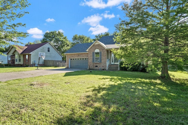 1012 Blue Ridge Pkwy, Goodlettsville, TN 37072 - view of front of home with brick siding, asphalt driveway, an attached garage, roof with shingles, and crawl space