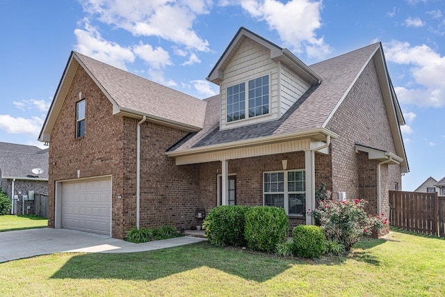 1026 Grace Meade, Ashland City, TN 37015 - view of front of property with an attached garage, brick siding, concrete driveway, a shingled roof, and a porch