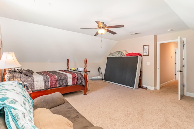 1026 Grace Meade, Ashland City, TN 37015 - bedroom featuring vaulted ceiling, carpet floors, ceiling fan, and baseboards