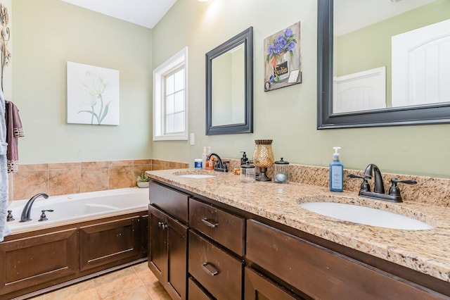 1026 Grace Meade, Ashland City, TN 37015 - full bath featuring double vanity, a garden tub, and tile patterned flooring