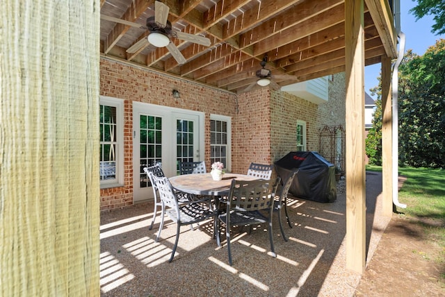 205 Saint Anne Way, Franklin, TN 37064 - view of patio featuring a ceiling fan, outdoor dining space, and grilling area