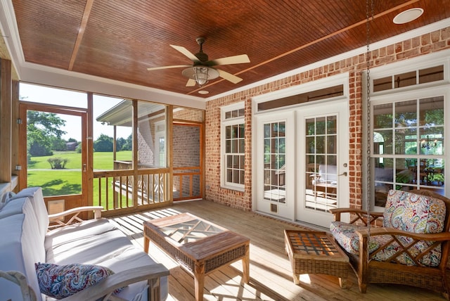 205 Saint Anne Way, Franklin, TN 37064 - sunroom with a ceiling fan and an outdoor living space