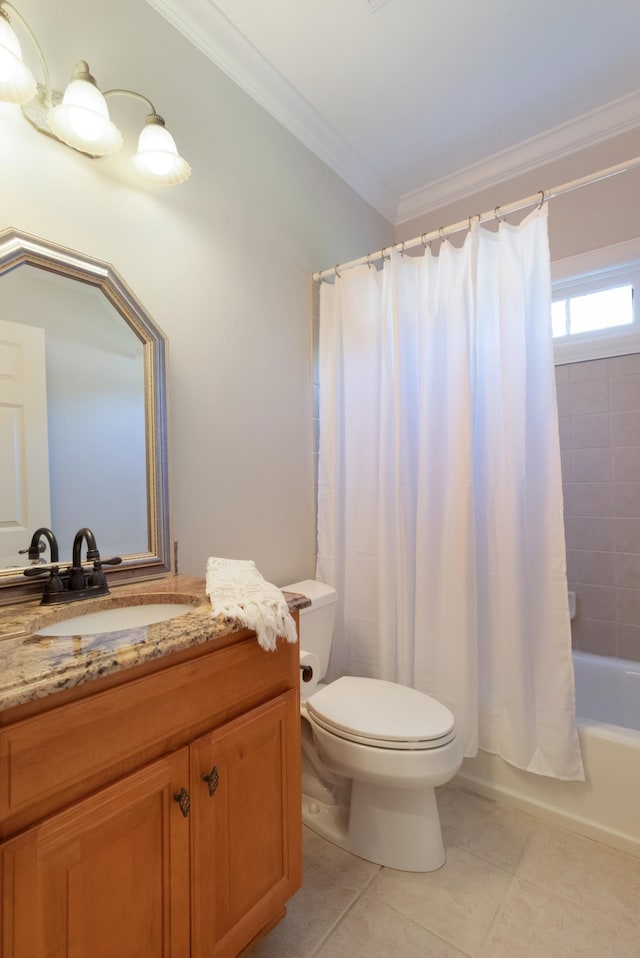 205 Saint Anne Way, Franklin, TN 37064 - full bath with tile patterned floors, ornamental molding, toilet, vanity, and shower / tub combo