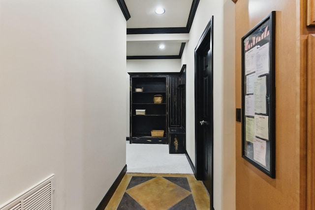 205 Saint Anne Way, Franklin, TN 37064 - corridor with baseboards, ornamental molding, and recessed lighting