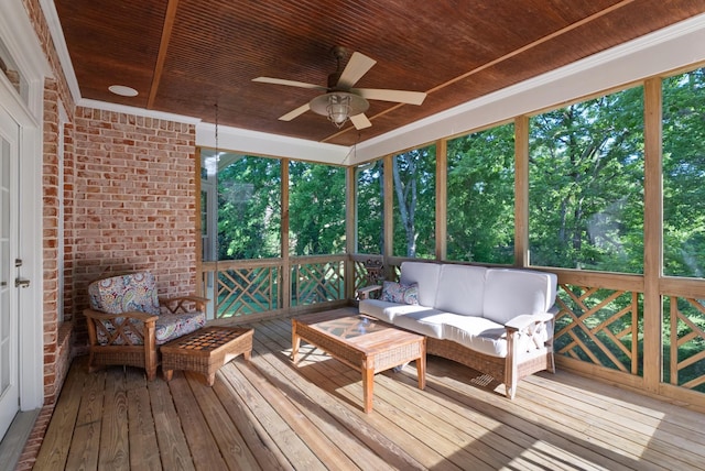 205 Saint Anne Way, Franklin, TN 37064 - sunroom / solarium featuring an outdoor living space, a ceiling fan, and plenty of natural light