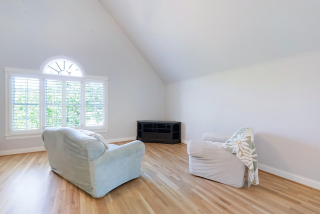 205 Saint Anne Way, Franklin, TN 37064 - sitting room with light wood-style floors, baseboards, and vaulted ceiling