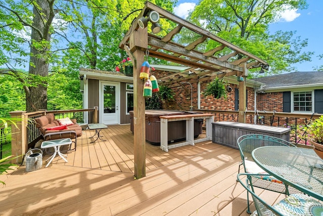 1711 Lovers Ln, Hopkinsville, KY 42240 - deck featuring a hot tub and a pergola