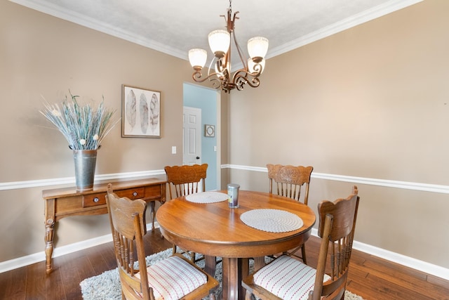 3182 Tristan Dr, Franklin, TN 37064 - dining space featuring a chandelier, hardwood / wood-style flooring, baseboards, and ornamental molding