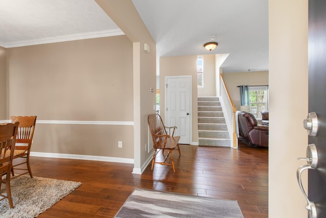 3182 Tristan Dr, Franklin, TN 37064 - entrance foyer featuring stairway, hardwood / wood-style floors, baseboards, and ornamental molding