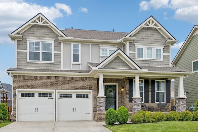 1151 Cotillion Dr, Murfreesboro, TN 37128 - craftsman house featuring a garage, driveway, covered porch, and a shingled roof