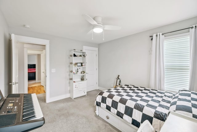1151 Cotillion Dr, Murfreesboro, TN 37128 - bedroom with light carpet, baseboards, and ceiling fan
