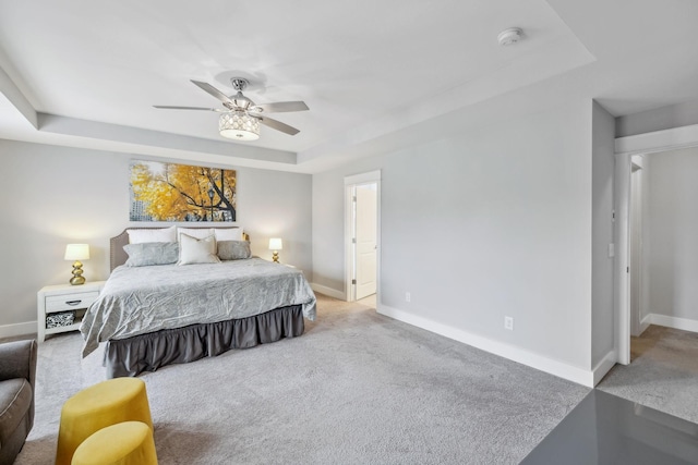 1151 Cotillion Dr, Murfreesboro, TN 37128 - bedroom with baseboards, a raised ceiling, carpet, and a ceiling fan