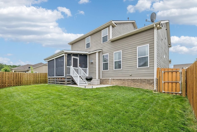 1151 Cotillion Dr, Murfreesboro, TN 37128 - rear view of property featuring a sunroom, a gate, and a patio area