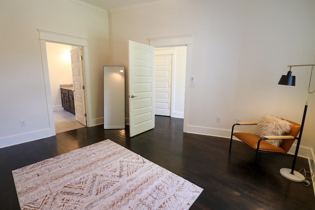 4802A Illinois Ave, Nashville, TN 37209 - bedroom with crown molding, wood finished floors, baseboards, and ensuite bathroom