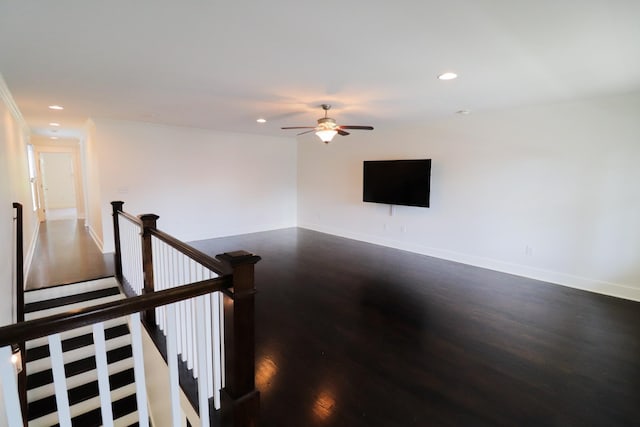4802A Illinois Ave, Nashville, TN 37209 - spare room with dark wood finished floors, recessed lighting, a ceiling fan, and baseboards
