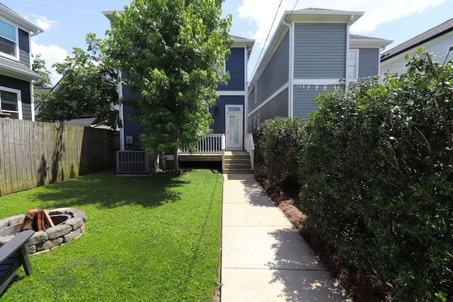 4802A Illinois Ave, Nashville, TN 37209 - view of yard with a fire pit and central air condition unit