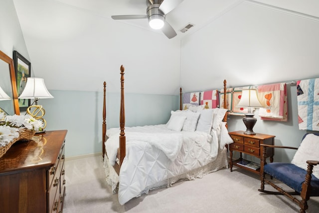 314 W 6th St Unit 7, Columbia, TN 38401 - bedroom featuring light carpet, lofted ceiling, and ceiling fan