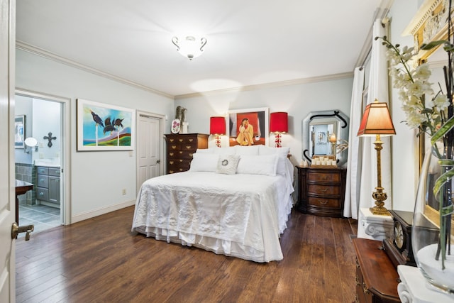 314 W 6th St Unit 7, Columbia, TN 38401 - bedroom featuring wood finished floors, ornamental molding, connected bathroom, and baseboards