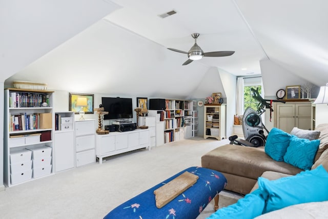 314 W 6th St Unit 7, Columbia, TN 38401 - carpeted living area with ceiling fan and lofted ceiling