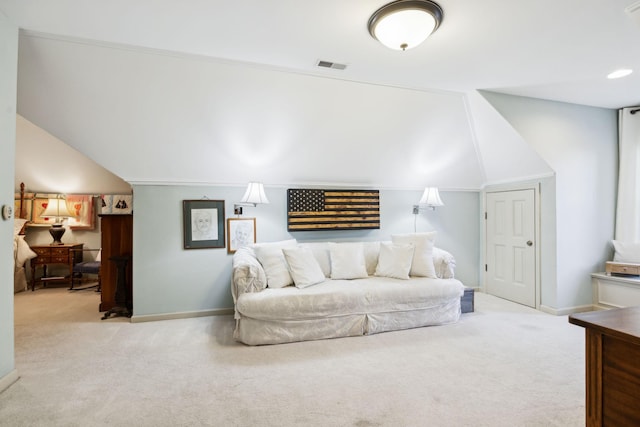 314 W 6th St Unit 7, Columbia, TN 38401 - living room featuring carpet floors, baseboards, and lofted ceiling