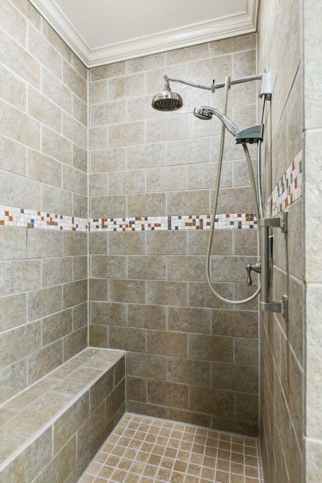 314 W 6th St Unit 7, Columbia, TN 38401 - bathroom featuring crown molding and a tile shower