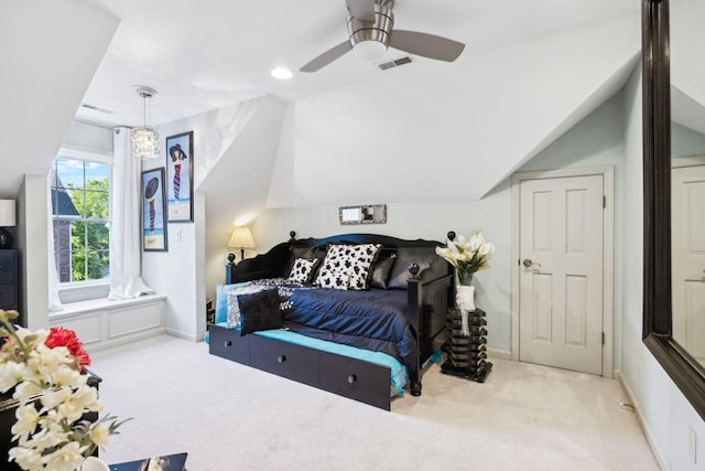 314 W 6th St Unit 7, Columbia, TN 38401 - bedroom with carpet flooring, lofted ceiling, a ceiling fan, and baseboards