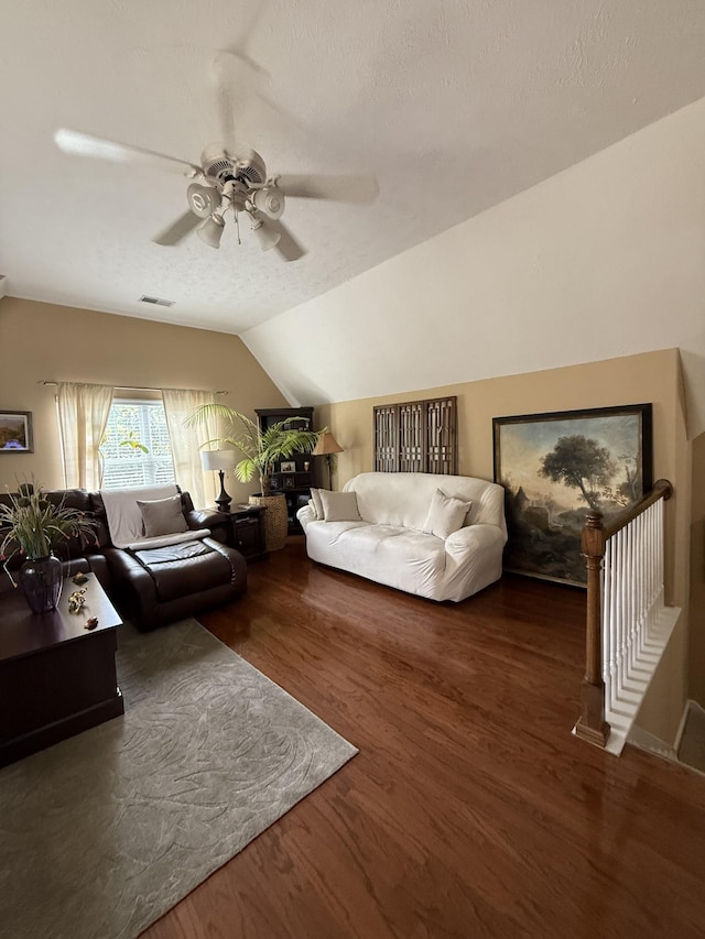 1602 Zurich Dr, Spring Hill, TN 37174 - living room with a ceiling fan, wood finished floors, and vaulted ceiling