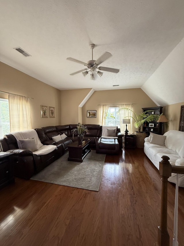 1602 Zurich Dr, Spring Hill, TN 37174 - living area with lofted ceiling, a ceiling fan, and wood finished floors