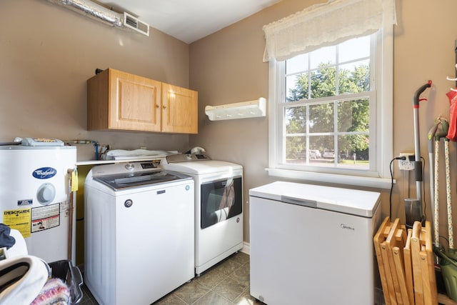 203 Hesta St, Spring Hill, TN 37174 - laundry room with water heater, cabinet space, washer and clothes dryer, and plenty of natural light