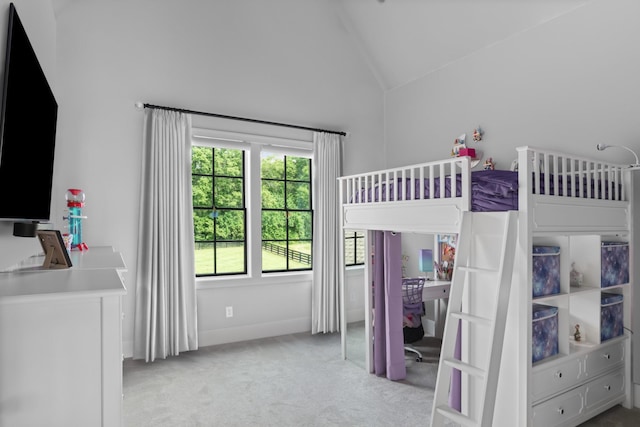1936 Silver Fox Rd, Thompsons Station, TN 37179 - bedroom featuring lofted ceiling, light carpet, a desk, and baseboards