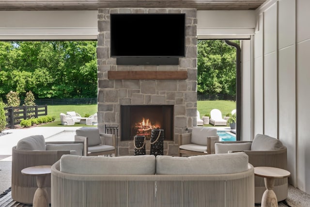 1936 Silver Fox Rd, Thompsons Station, TN 37179 - view of patio with an outdoor living space with a fireplace