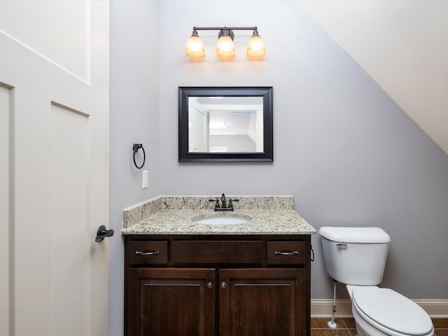 1116 Rivercrest Dr, Murfreesboro, TN 37129 - half bathroom featuring vanity, toilet, baseboards, and tile patterned flooring
